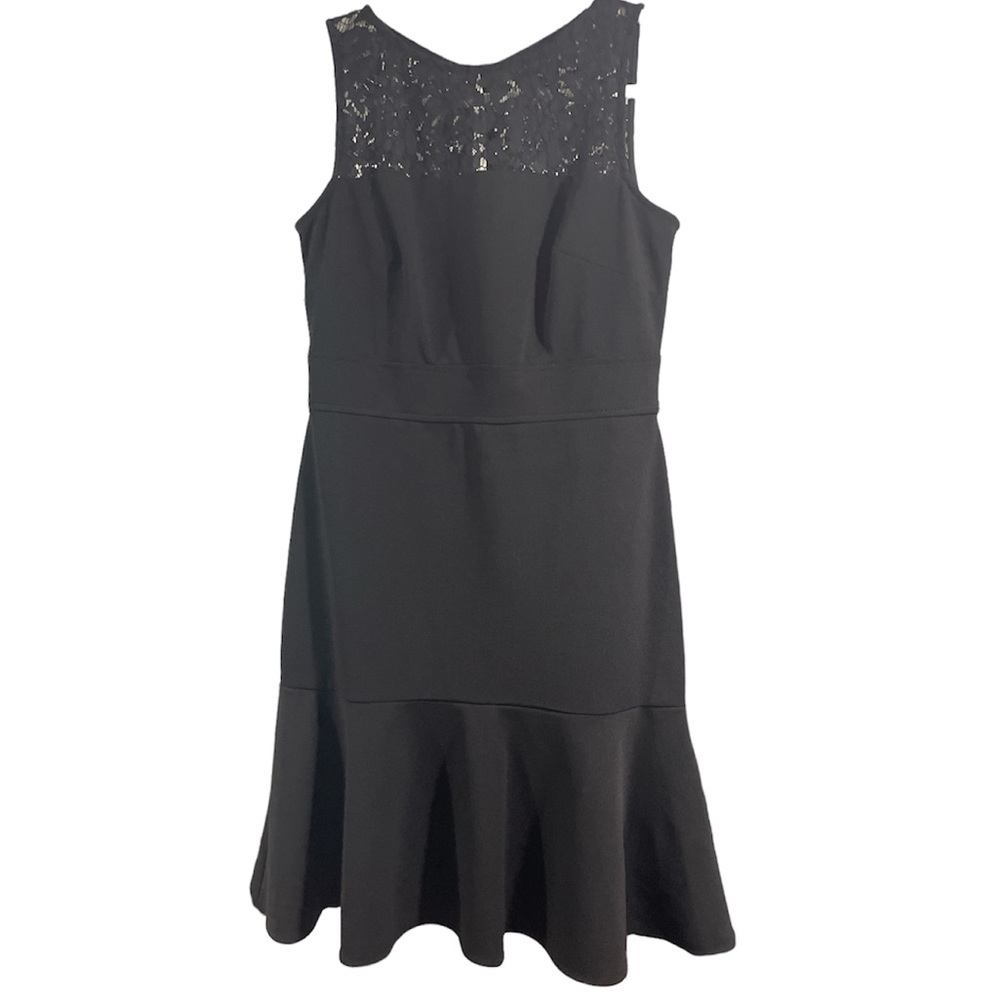 Taylor Black Ruffle Hem Lace Top Dress 8